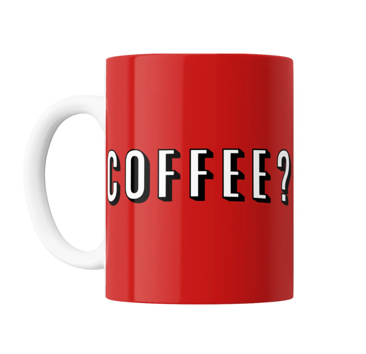 Taza de Cerámica Coffee? Frase en Letras Blancas - vista 2