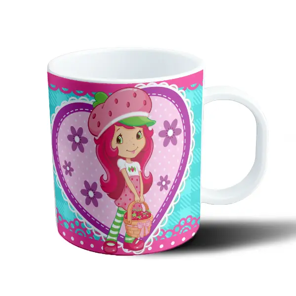 Taza de Plástico Frutillita Rosita Fresita con Canasta de Frutillas