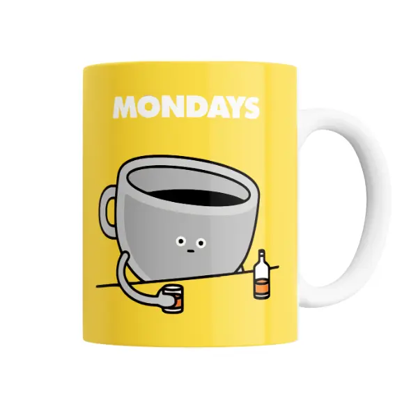 Taza de Cerámica Mondays Taza Café Cansado con Trago
