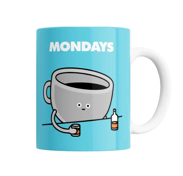 Taza de Cerámica Mondays Taza Cafe Cansada con Whisky