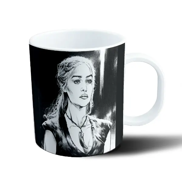 Taza de Plástico Game of Thrones Daenerys Targaryen Blanco y Negro