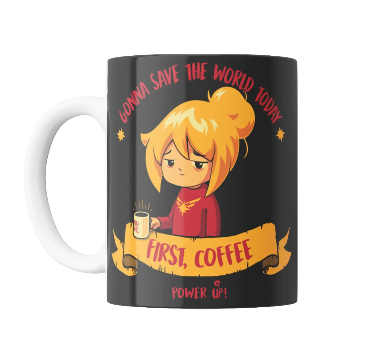 Taza de Cerámica Capitana Marvel First Coffee Chibi - vista 2
