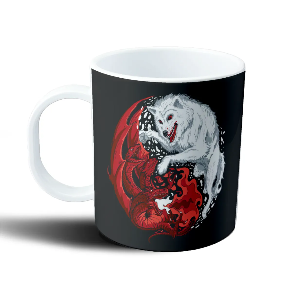 Taza de Plástico Game of Thrones Lobo Huargo y Dragones - vista 2