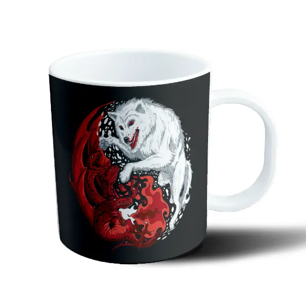 Taza de Plástico Game of Thrones Lobo Huargo y Dragones