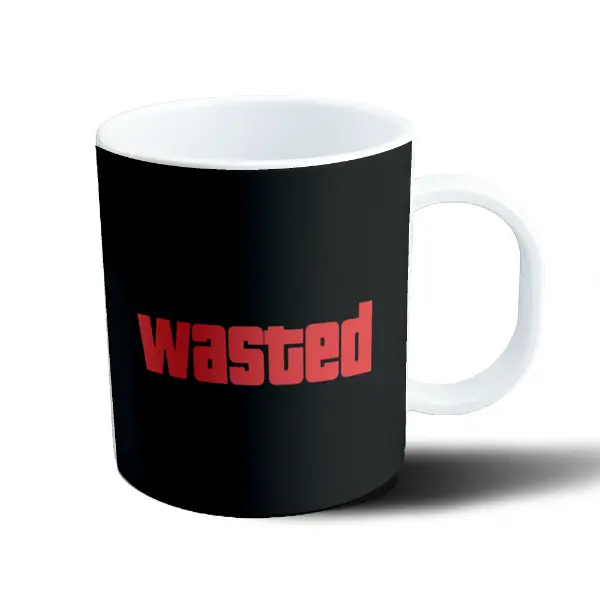 Taza de Plástico GTA Wasted Rojo sobre Negro