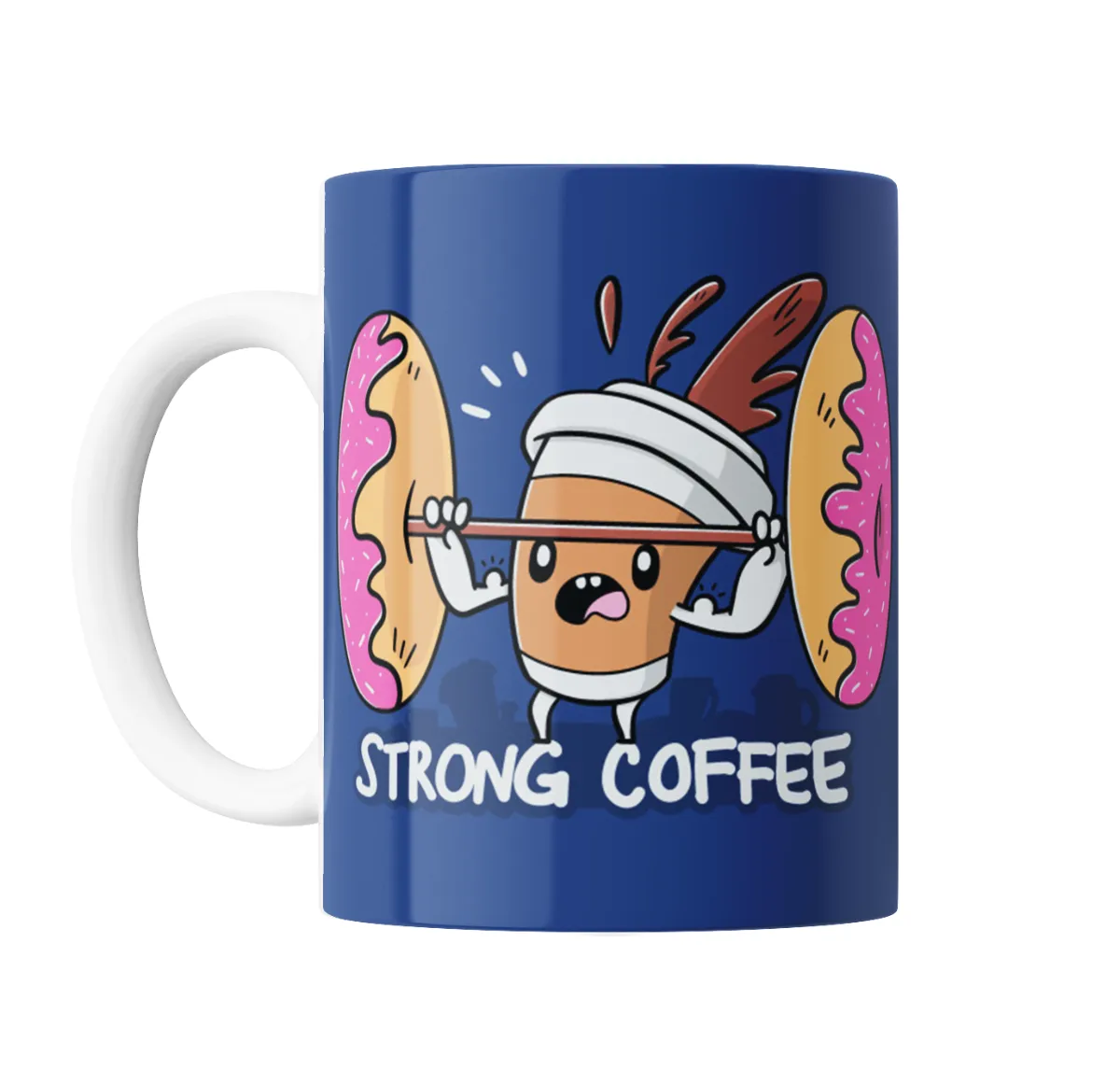 Taza de Cerámica Strong Coffee Café Levantando Pesas - vista 2