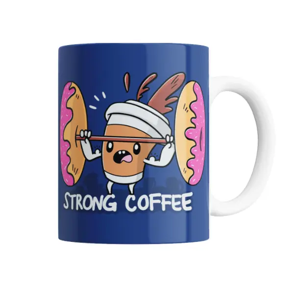 Taza de Cerámica Strong Coffee Café Levantando Pesas