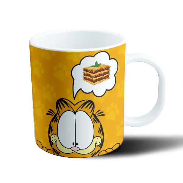 Taza de Plástico Garfield pensando en lasaña