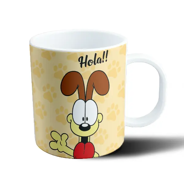 Taza de Plástico Garfield Odie Saludando