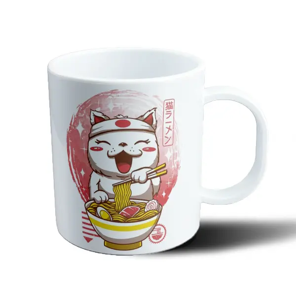 Taza de Plástico Gatito Ramen Japonés