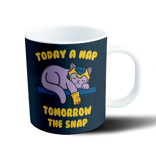 Taza de Plástico Thanos Gatito Siesta Today a Nap Tomorrow the Snap