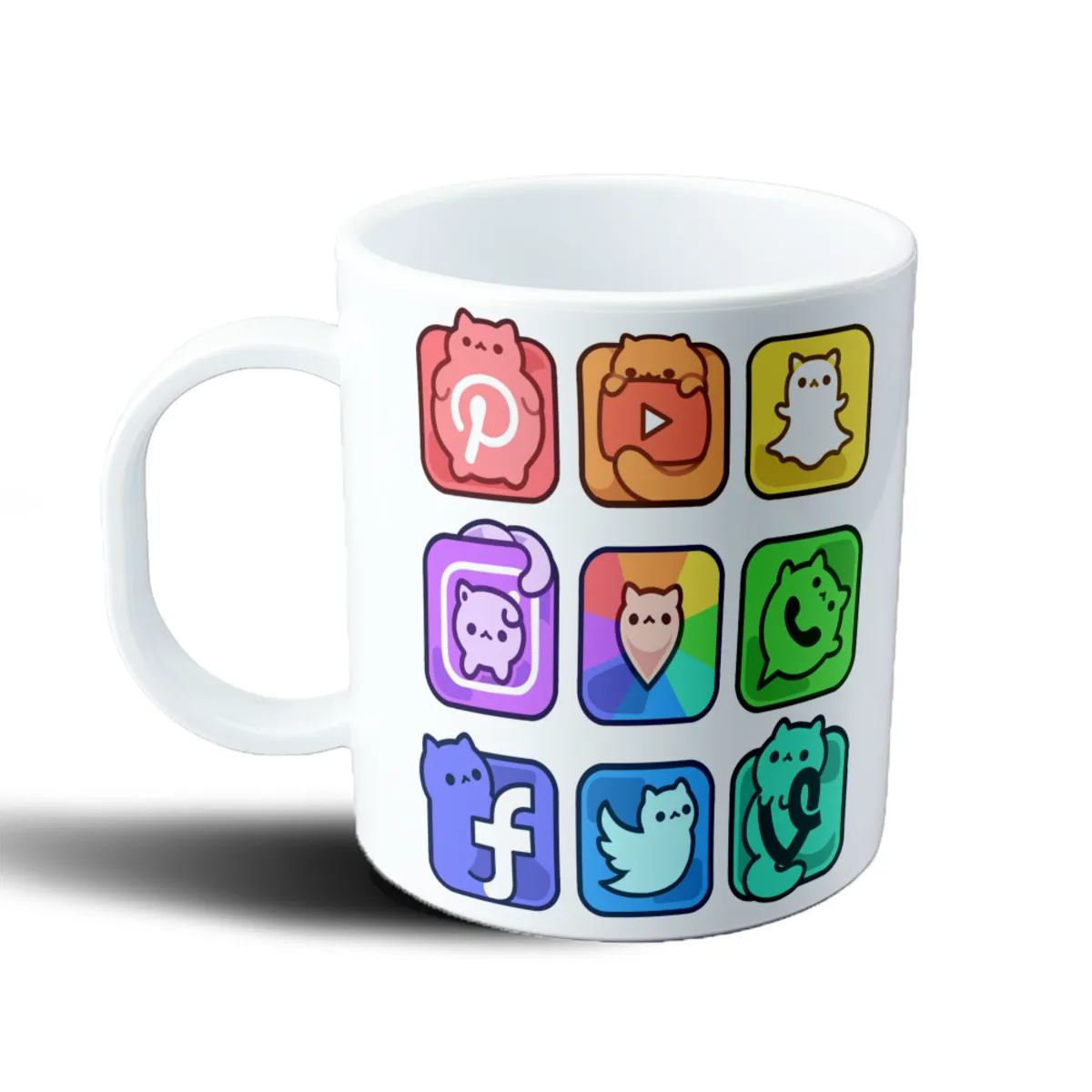 Taza de Plástico Gatitos Redes Sociales - vista 2
