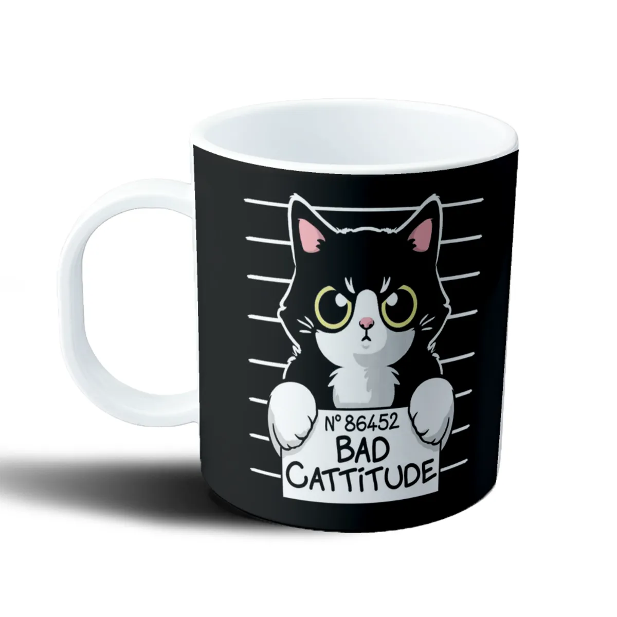 Taza de Plástico Gatito Bad Cattitude Mugshot - vista 2