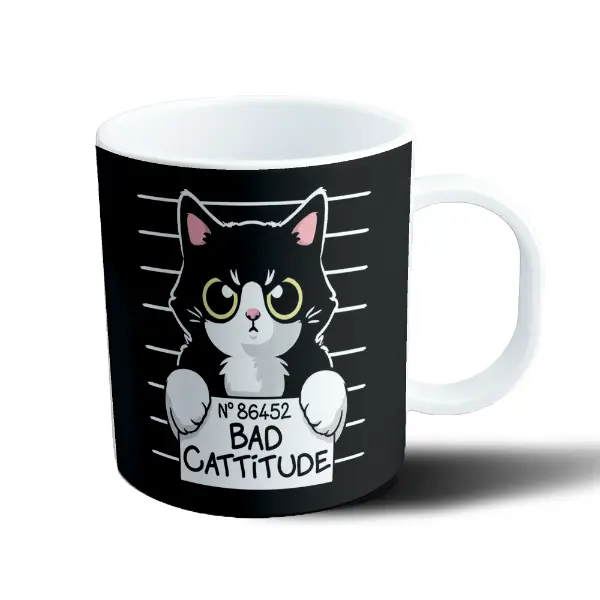 Taza de Plástico Gatito Bad Cattitude Mugshot