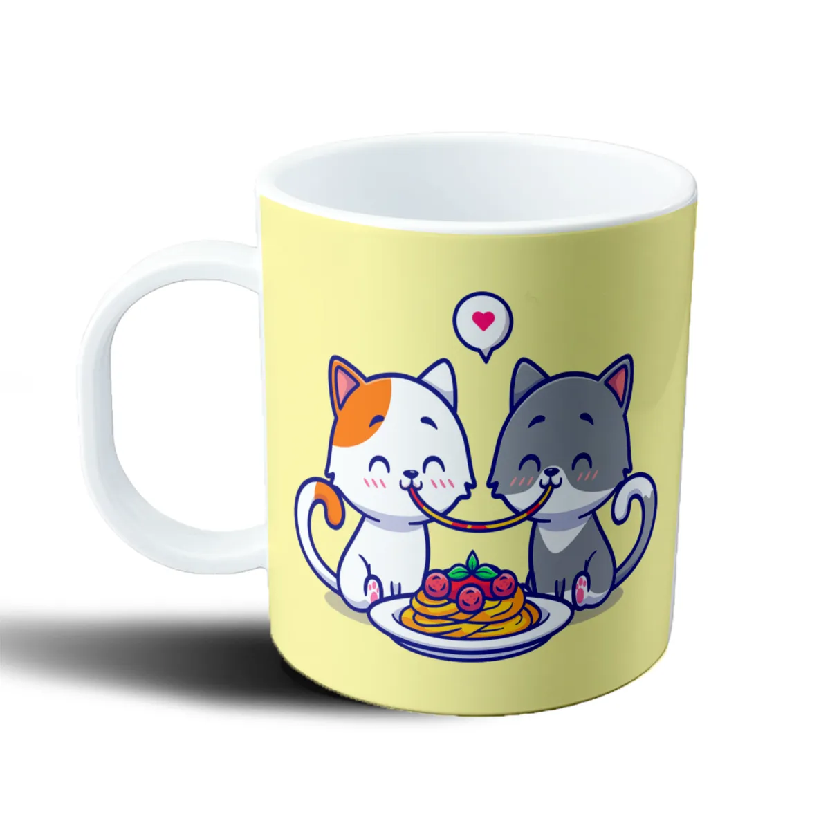 Taza de Plástico Gatitos Enamorados Comiendo Spaghetti - vista 2