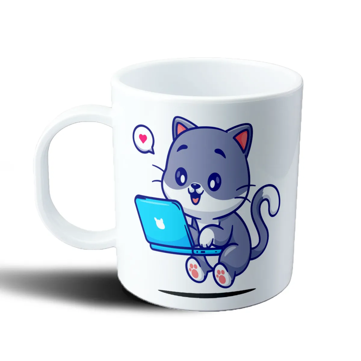 Taza de Plástico Gatito Programador con Notebook - vista 2