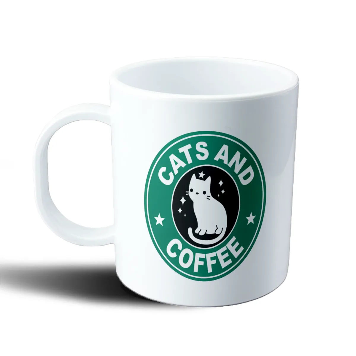 Taza de Plástico Cats and Coffee Gato Blanco - vista 2