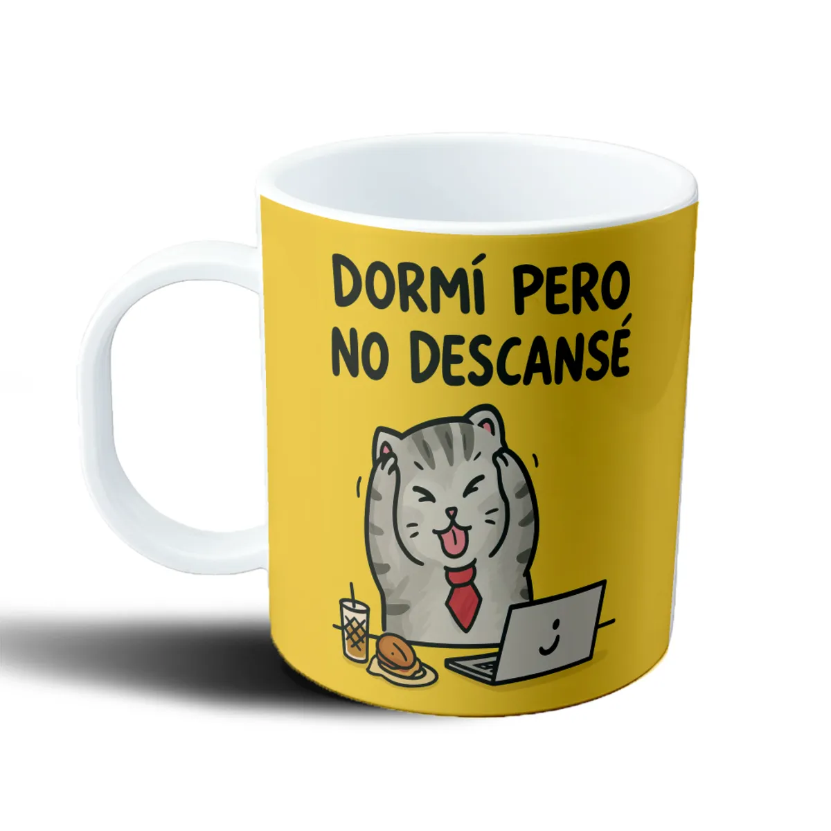 Taza de Plástico Gatito Dormí Pero No Descansé - vista 2