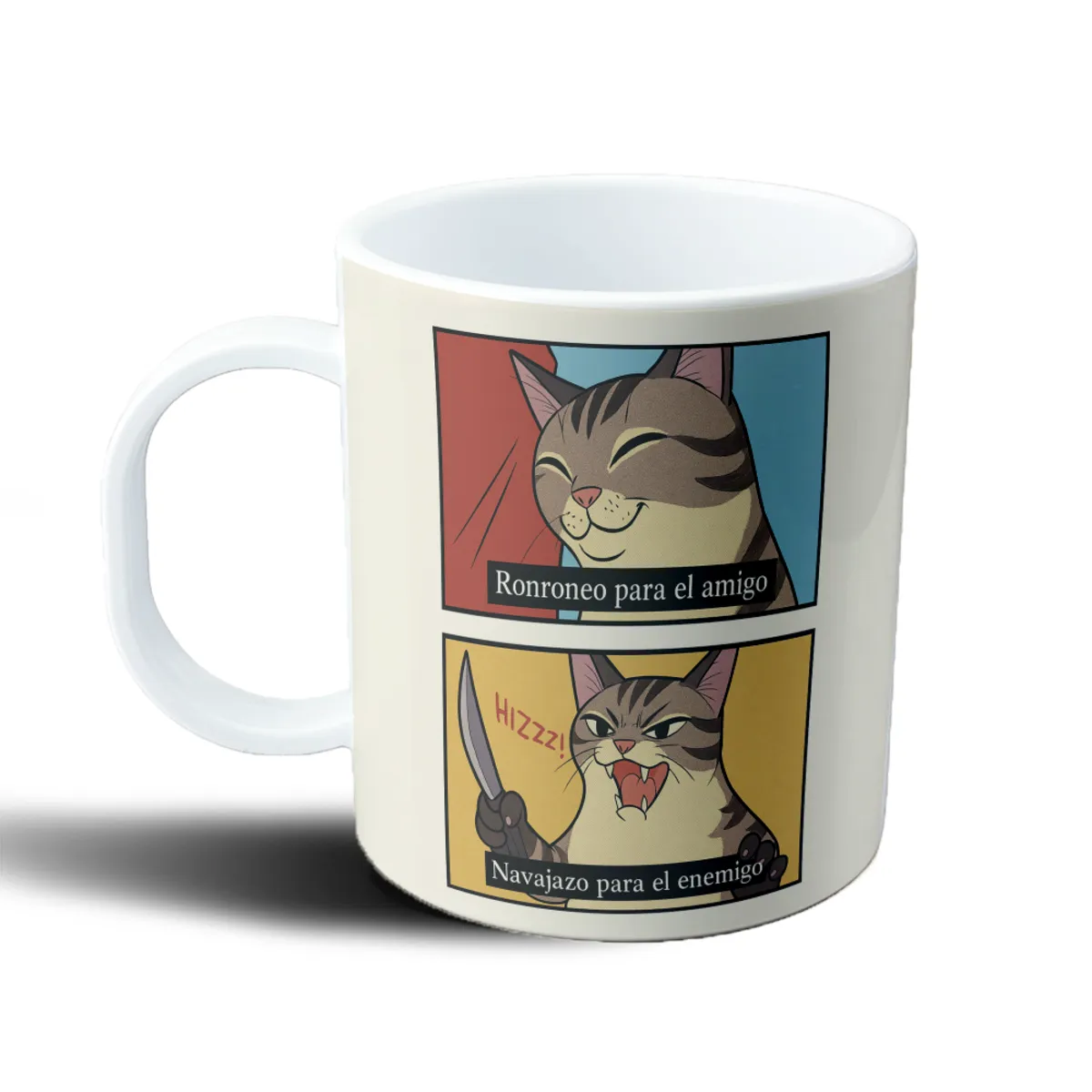 Taza de Plástico Gatito Ronroneo para el amigo y Navajazo para el enemigo - vista 2