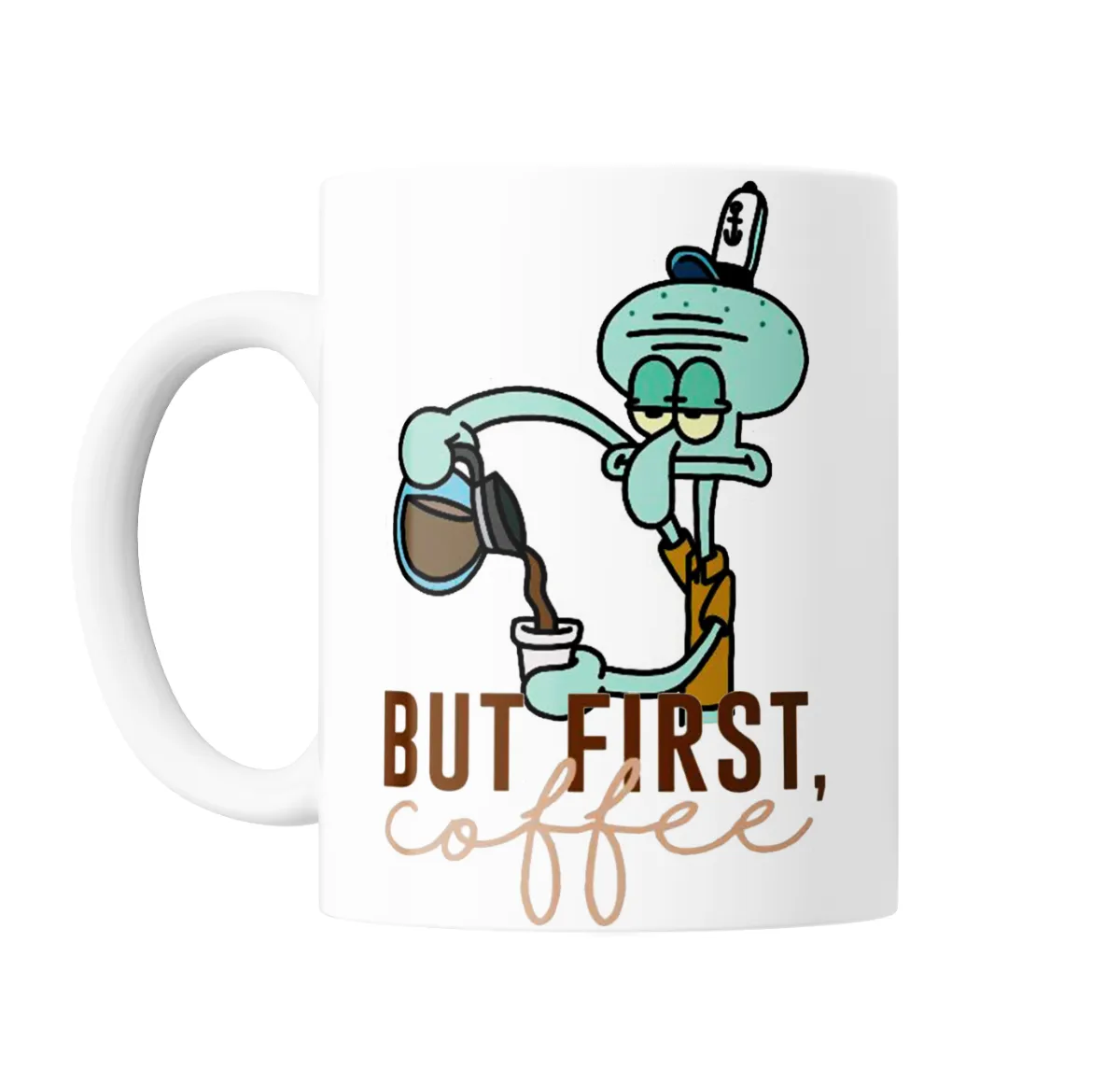 Taza de Cerámica Bob Esponja Calamardo But First Coffee - vista 2