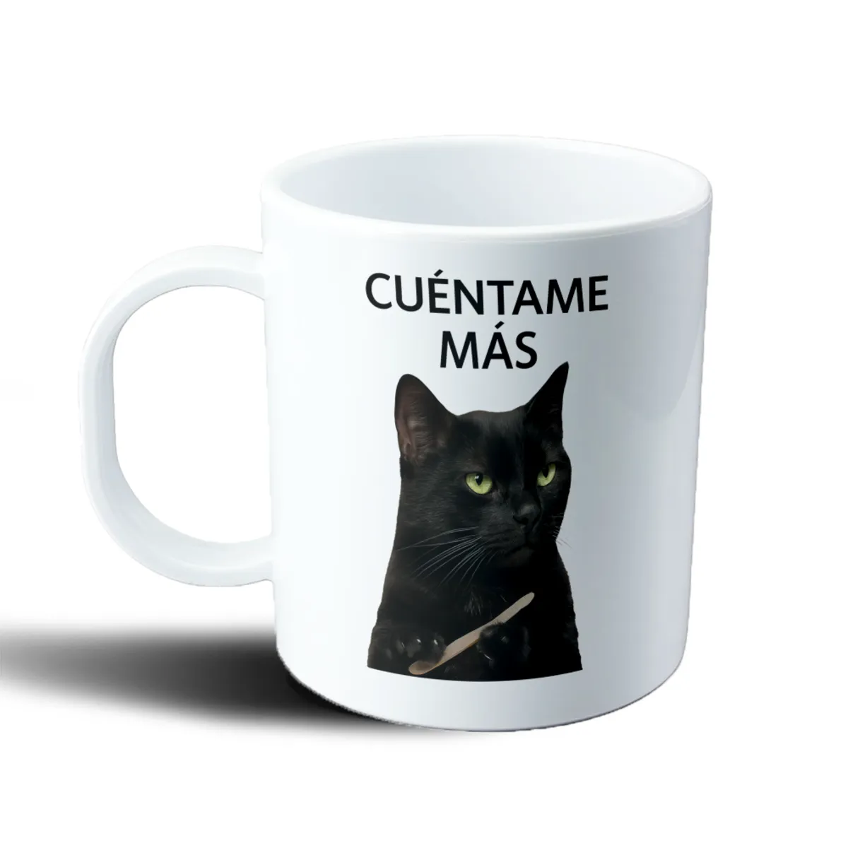 Taza de Plástico Gato Negro Cuéntame Más - vista 2