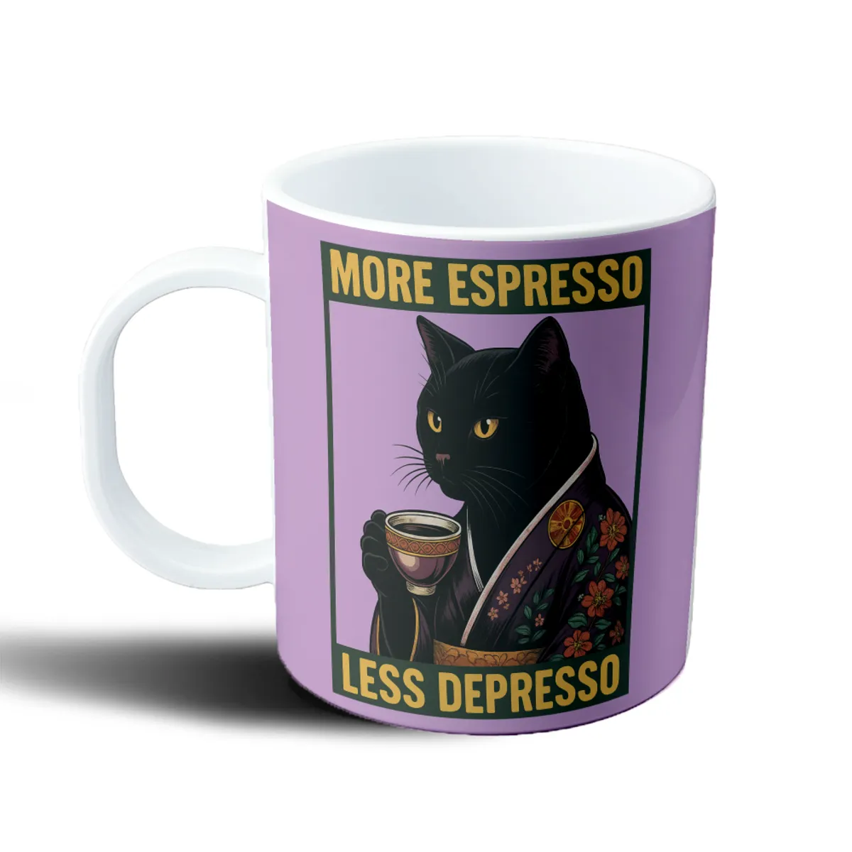 Taza de Plástico Gato Samurai Más Espresso Menos Depresso - vista 2