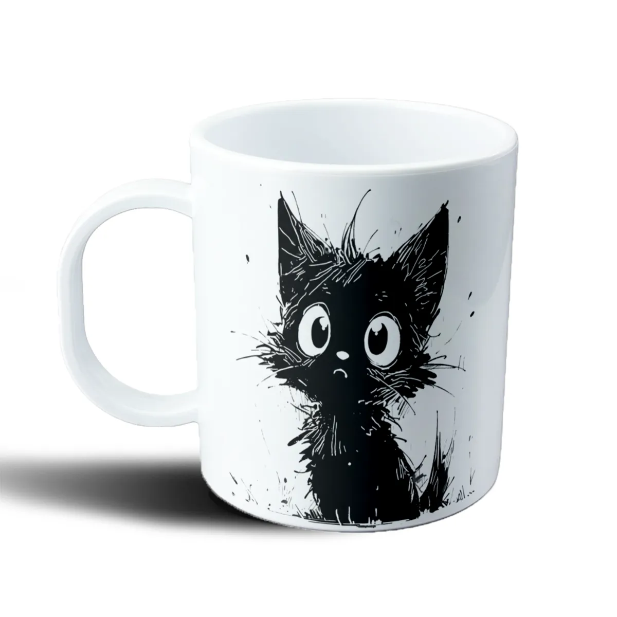 Taza de Plástico Gatito Negro Ojos Grandes - vista 2