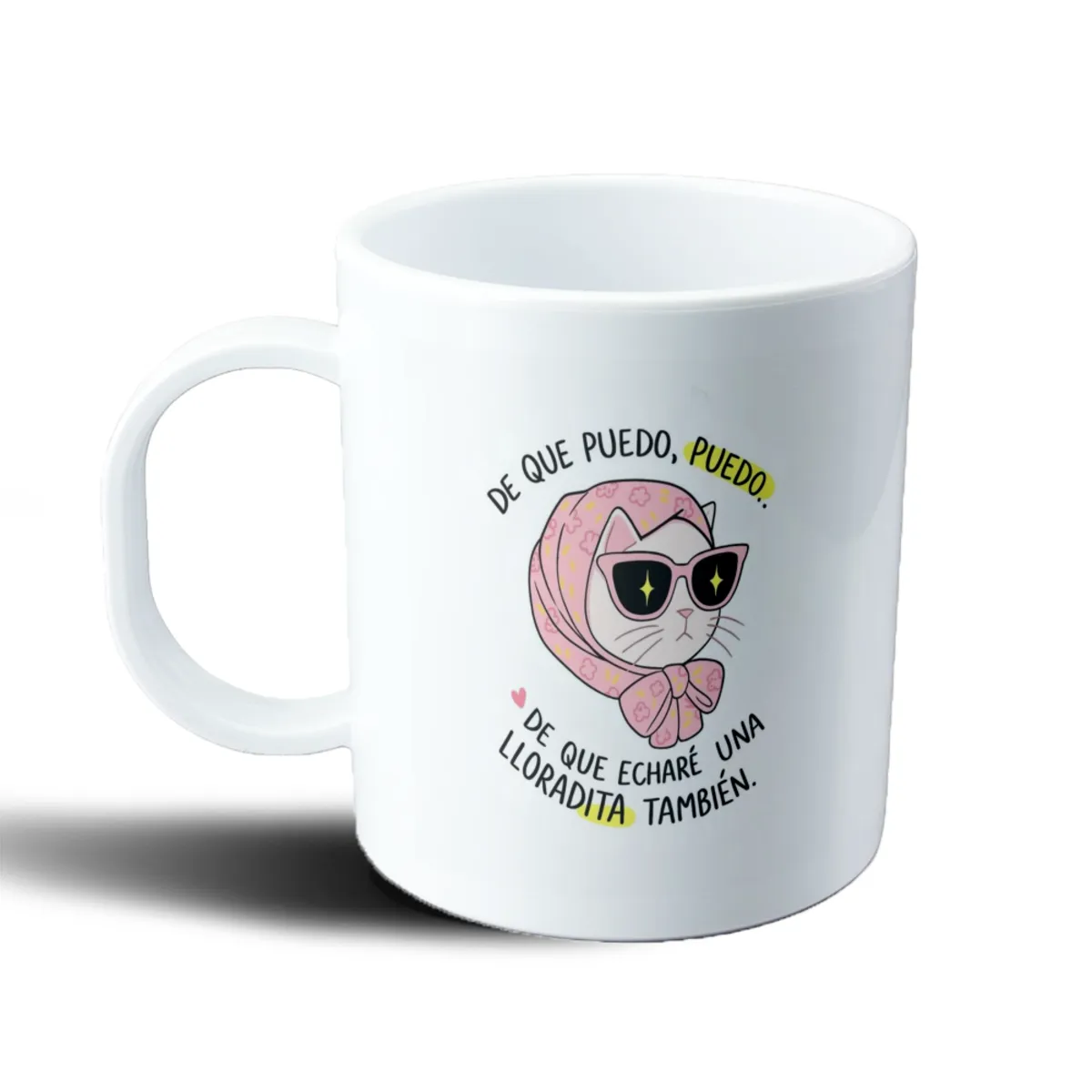 Taza de Plástico Gatito Lloradita con Pañuelo y Lentes - vista 2