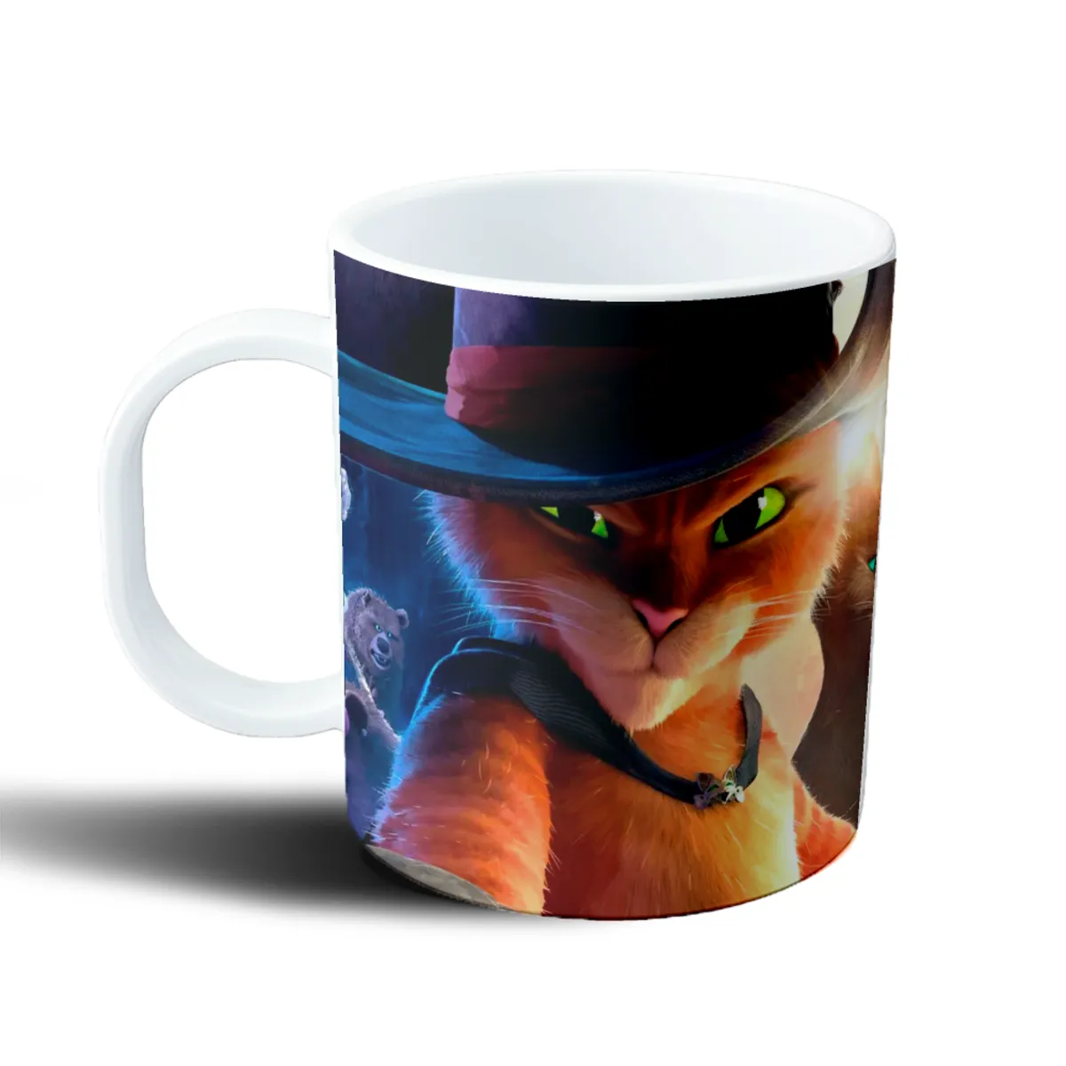 Taza de Plástico Gato con Botas Sombrero y Mirada - vista 2