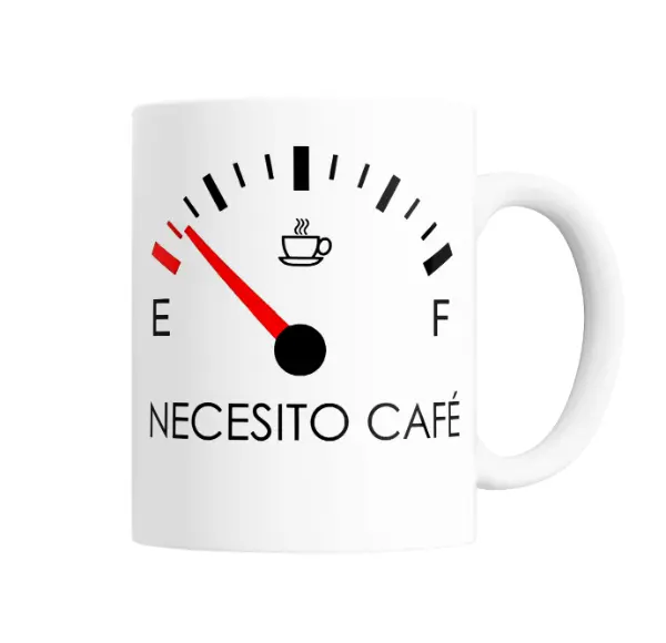 Taza de Cerámica Necesito Café Medidor de Combustible