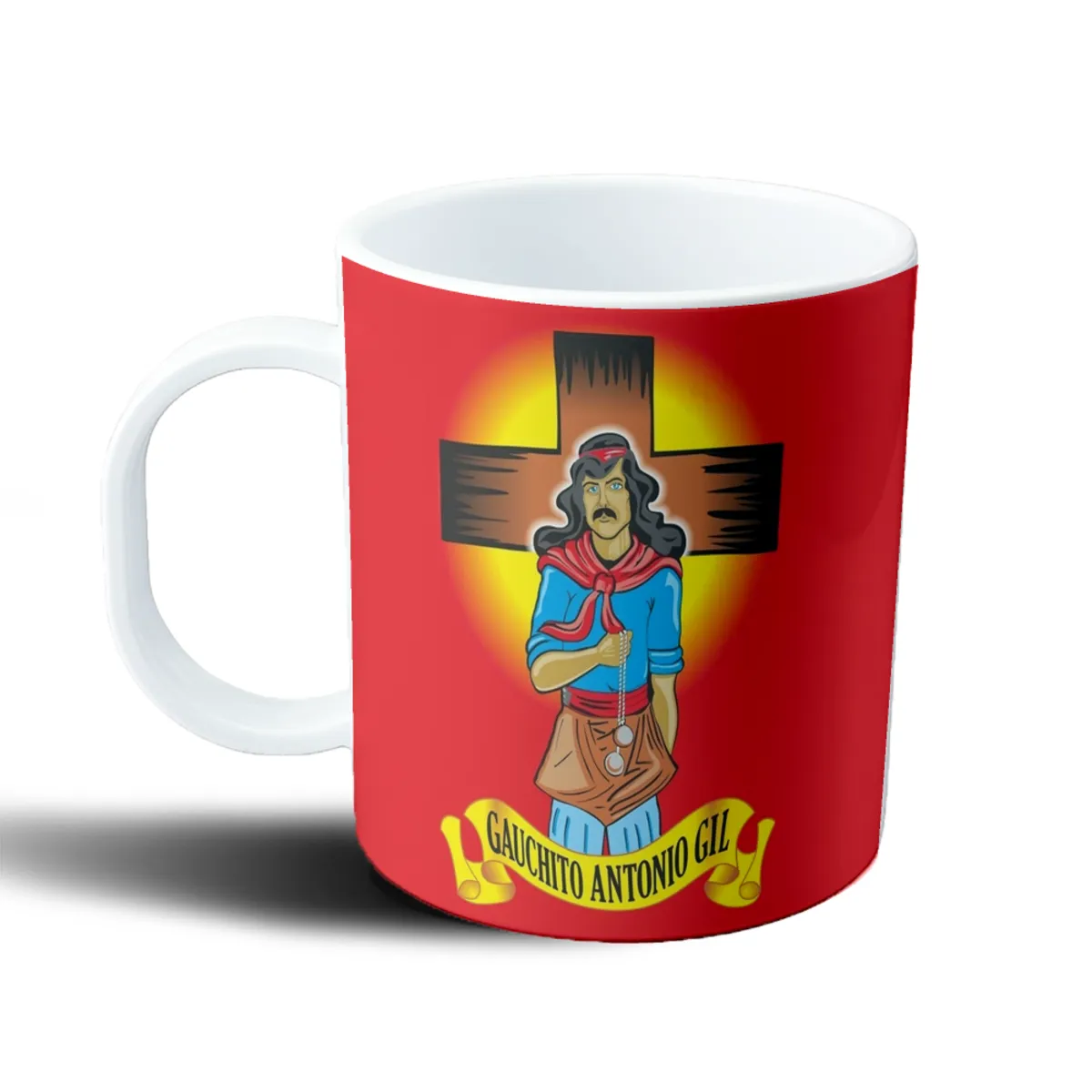 Taza de Plástico Gauchito Gil con Cruz y Pañuelo Rojo - vista 2