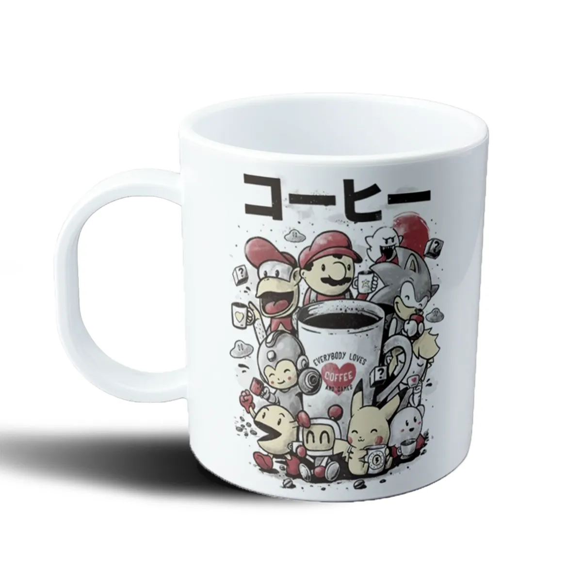 Taza de Plástico Coffee and Games Mario Sonic Pac-Man Pikachu - vista 2