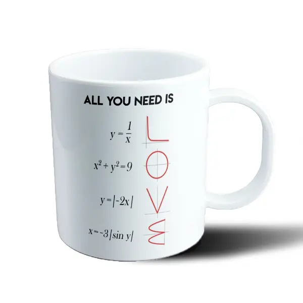 Taza de Plástico All You Need Is Love Ecuaciones Matemáticas