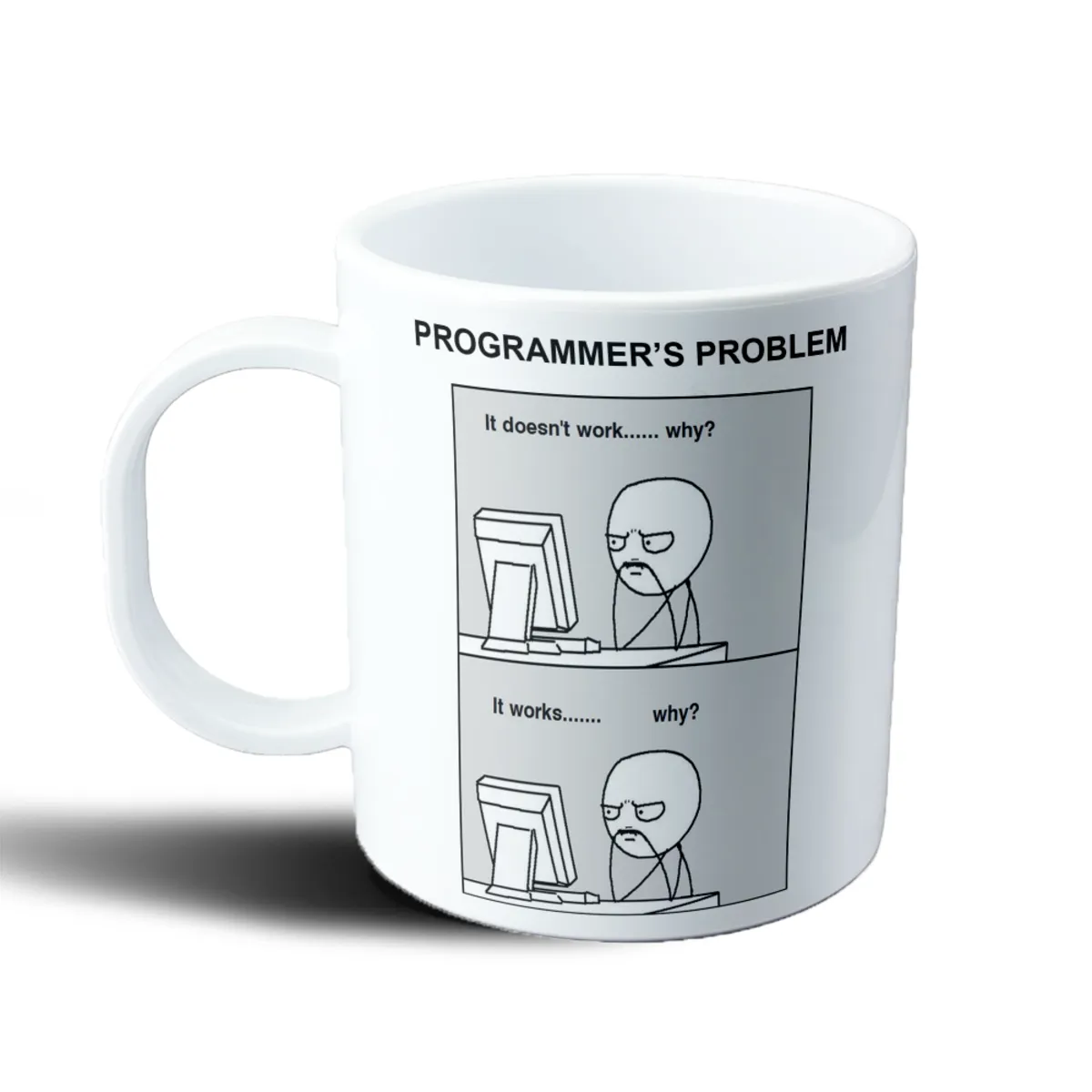 Taza de Plástico Programmer's Problem Meme Programador - vista 2