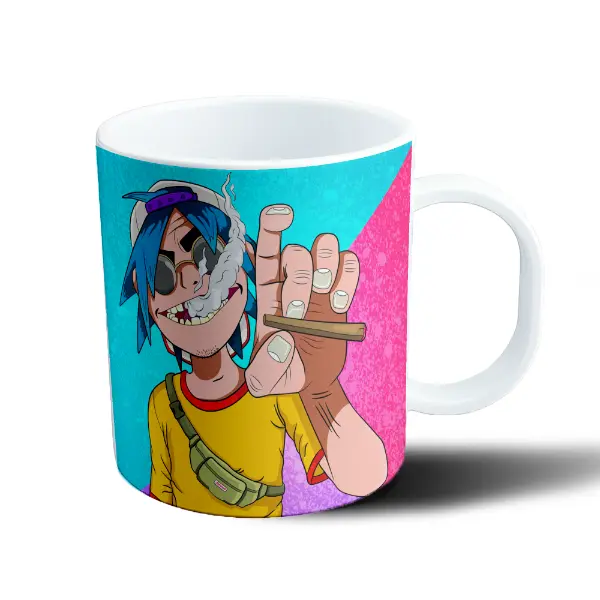 Taza de Plástico Gorillaz 2D Fumando