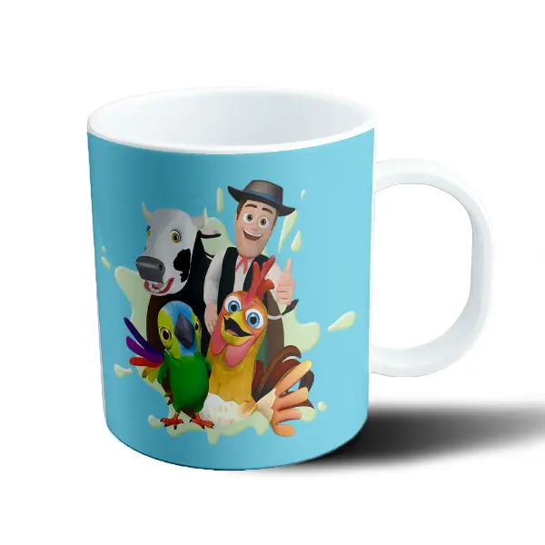 Taza de Plástico Granja de Zenon Zenón Vaca Gallo y Loro