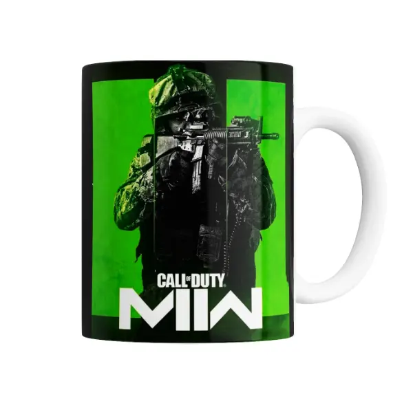Taza de Cerámica Call of Duty MW2 Soldado con Fusil Verde