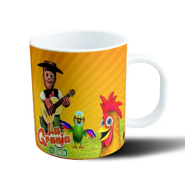 Taza de Plástico Granja de Zenon Zenón con Guitarra y Gallo