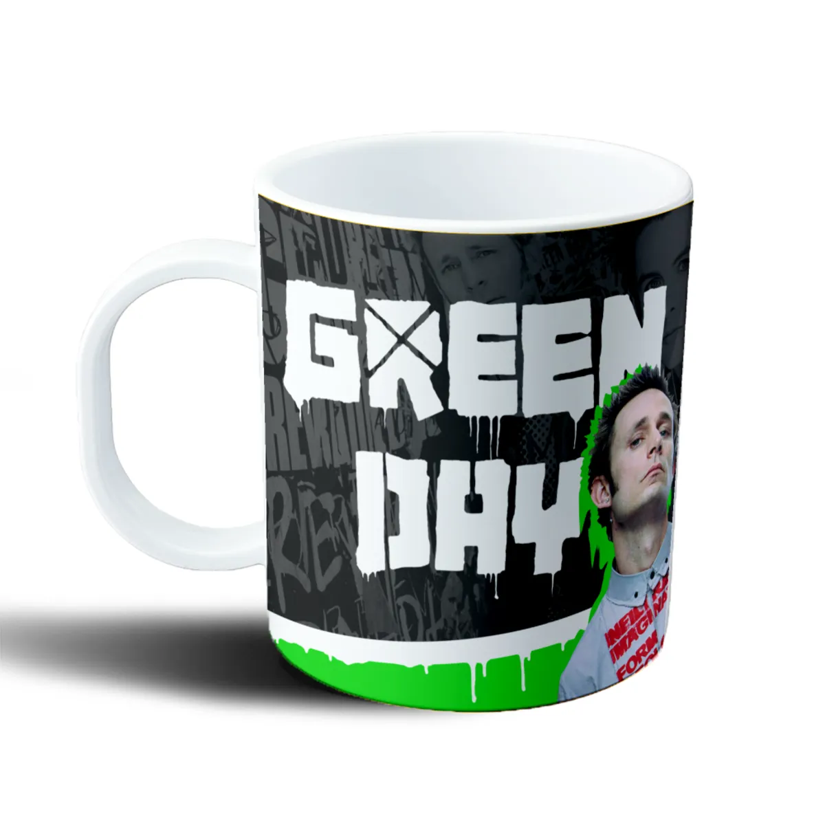 Taza de Plástico Green Day Banda Collage Verde - vista 2
