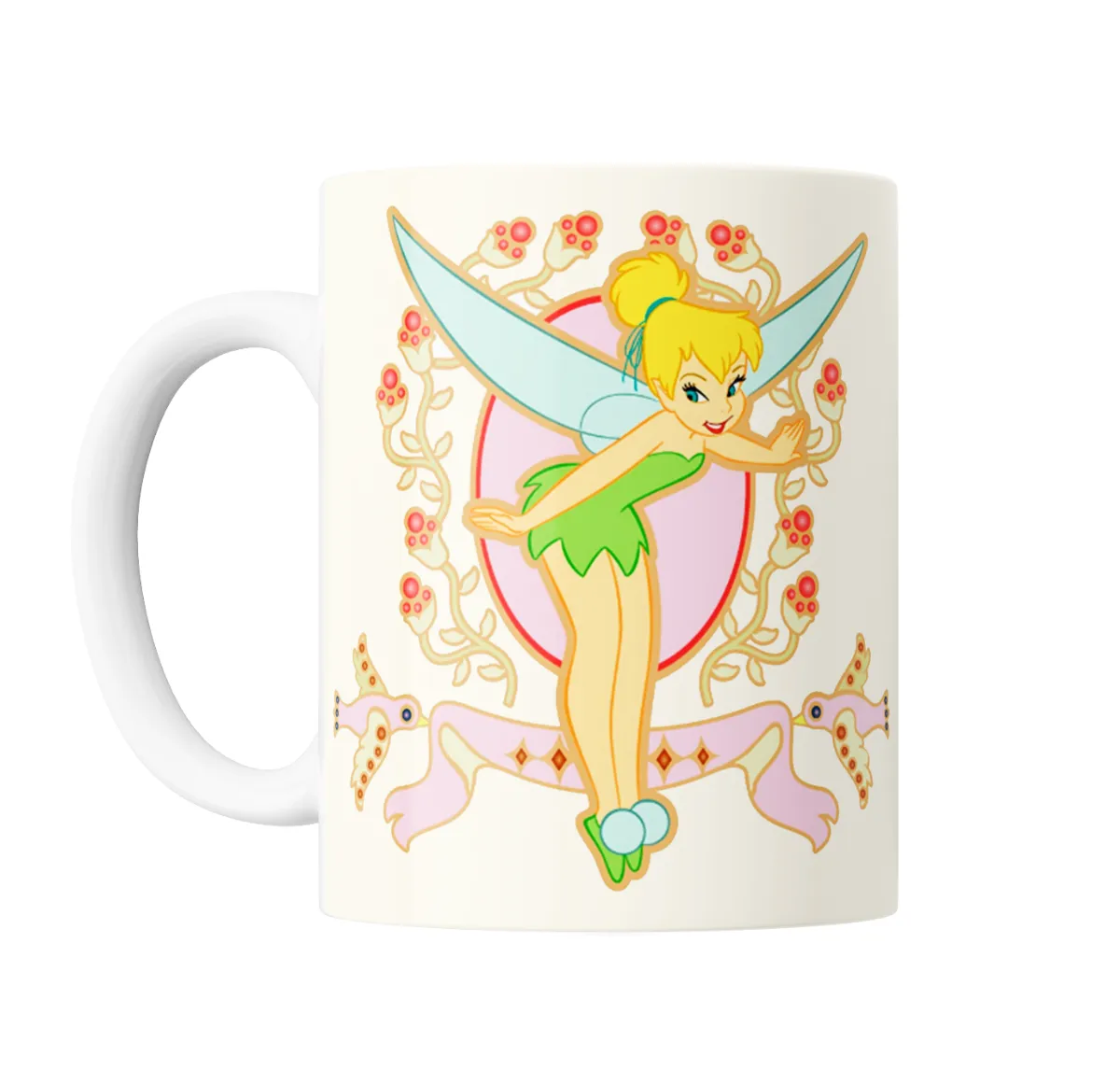 Taza de Cerámica Campanita Disney Diseño Art Nouveau con Flores - vista 2