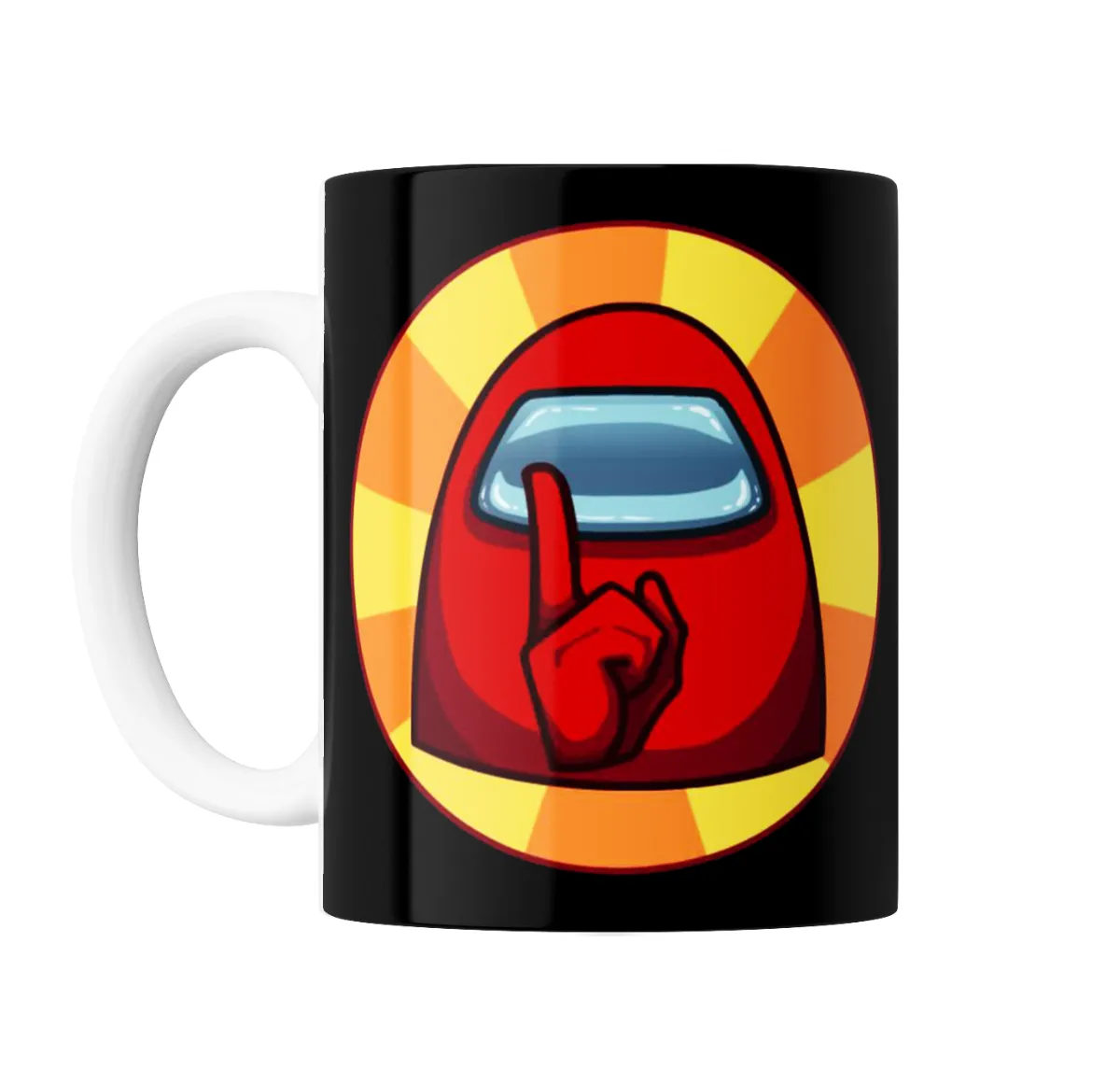 Taza de Cerámica Among Us Tripulante Rojo con Dedo en Silencio - vista 2