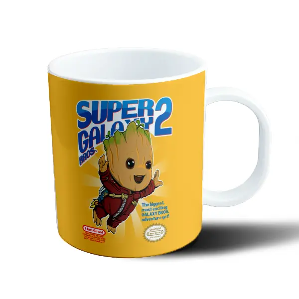 Taza de Plástico Groot Super Galaxy Bros