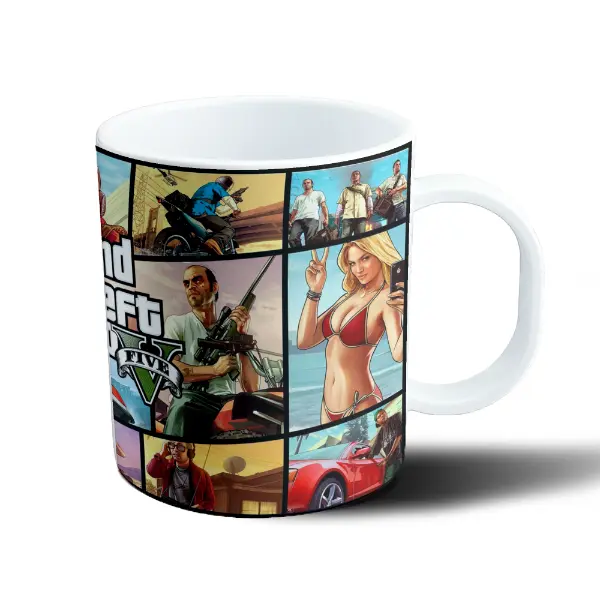 Taza de Plástico GTA V Trevor y Michael Franklin Collage