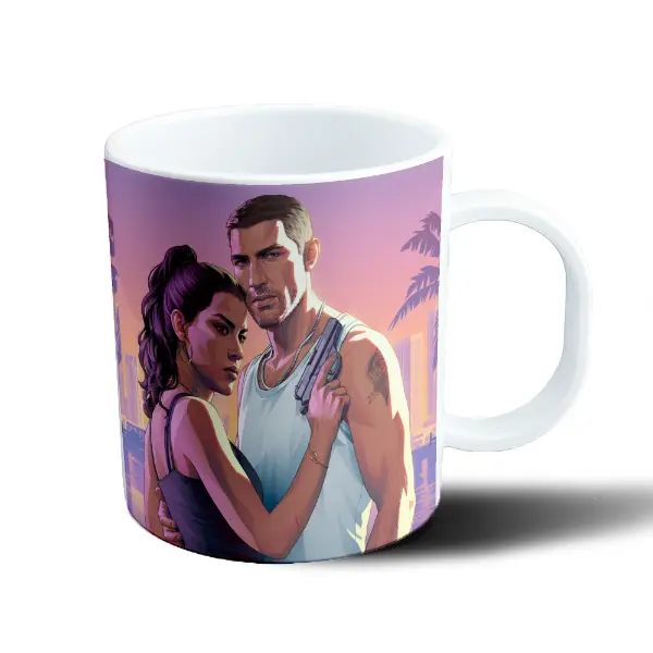 Taza de Plástico GTA VI Lucia y Jason