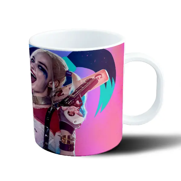 Taza de Plástico Harley Quinn Suicide Squad Bate y Pistola