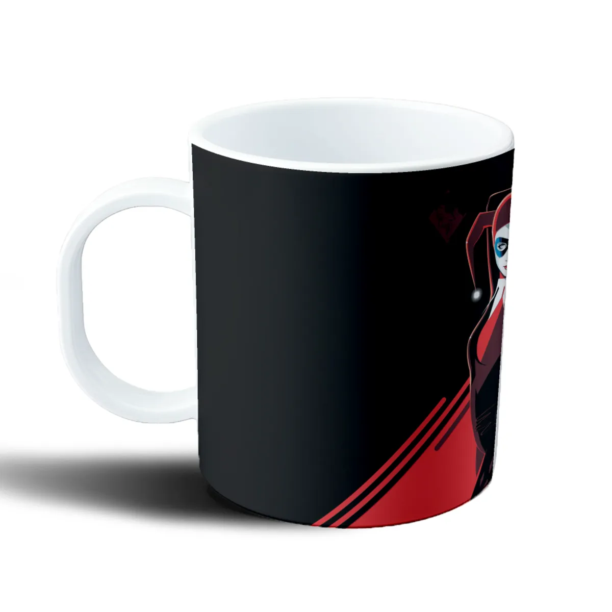 Taza de Plástico Harley Quinn Arlequín Rojo y Negro - vista 2