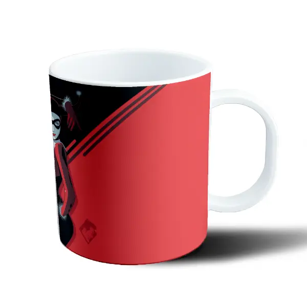 Taza de Plástico Harley Quinn Arlequín Rojo y Negro