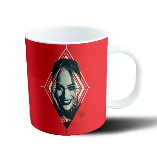 Taza de Plástico Harley Quinn Rombos Rojo