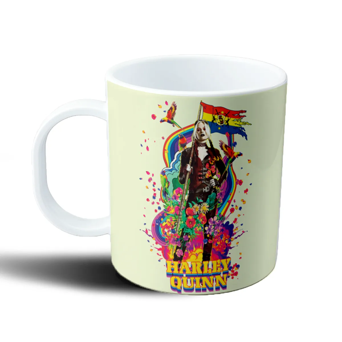 Taza de Plástico Harley Quinn Escuadrón Suicida Flores y Arcoíris - vista 2