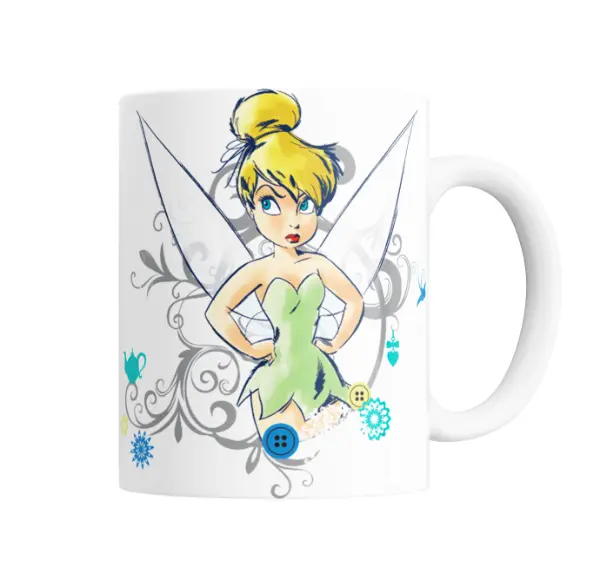Taza de Cerámica Campanita Disney Dibujo Acuarela